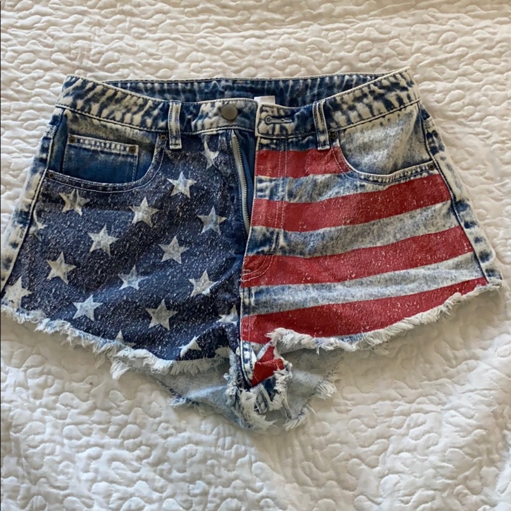 High waisted American flag shorts